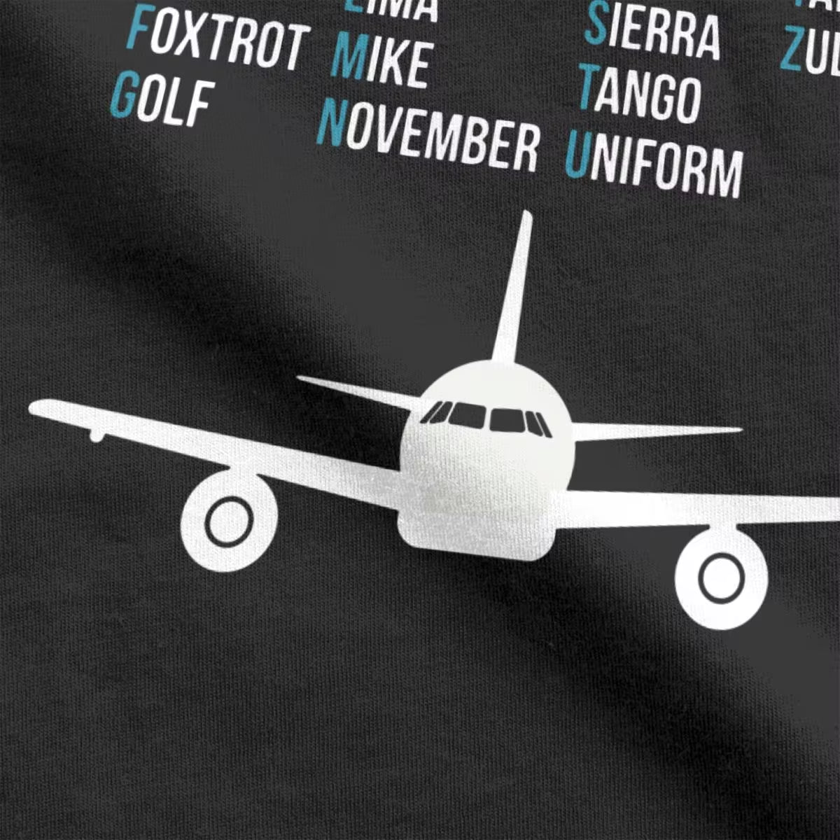 Phonetic Alphabet Airplane Pilot Gift T Shirt for Men Fun T-Shirt Aviation Lover Tee Shirt Short Sleeve Clothes 4XL 5XL 6XL