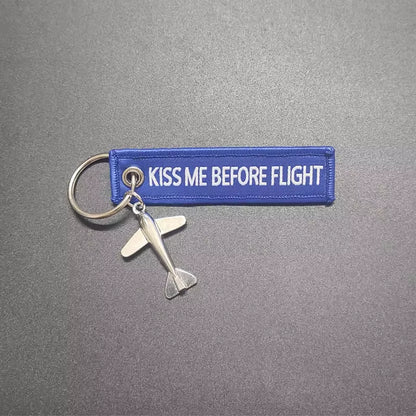 Aviation Keychain KISS ME before  Metal Aircraft Key Chain Flying Pilot Backpack Pendant Men Women