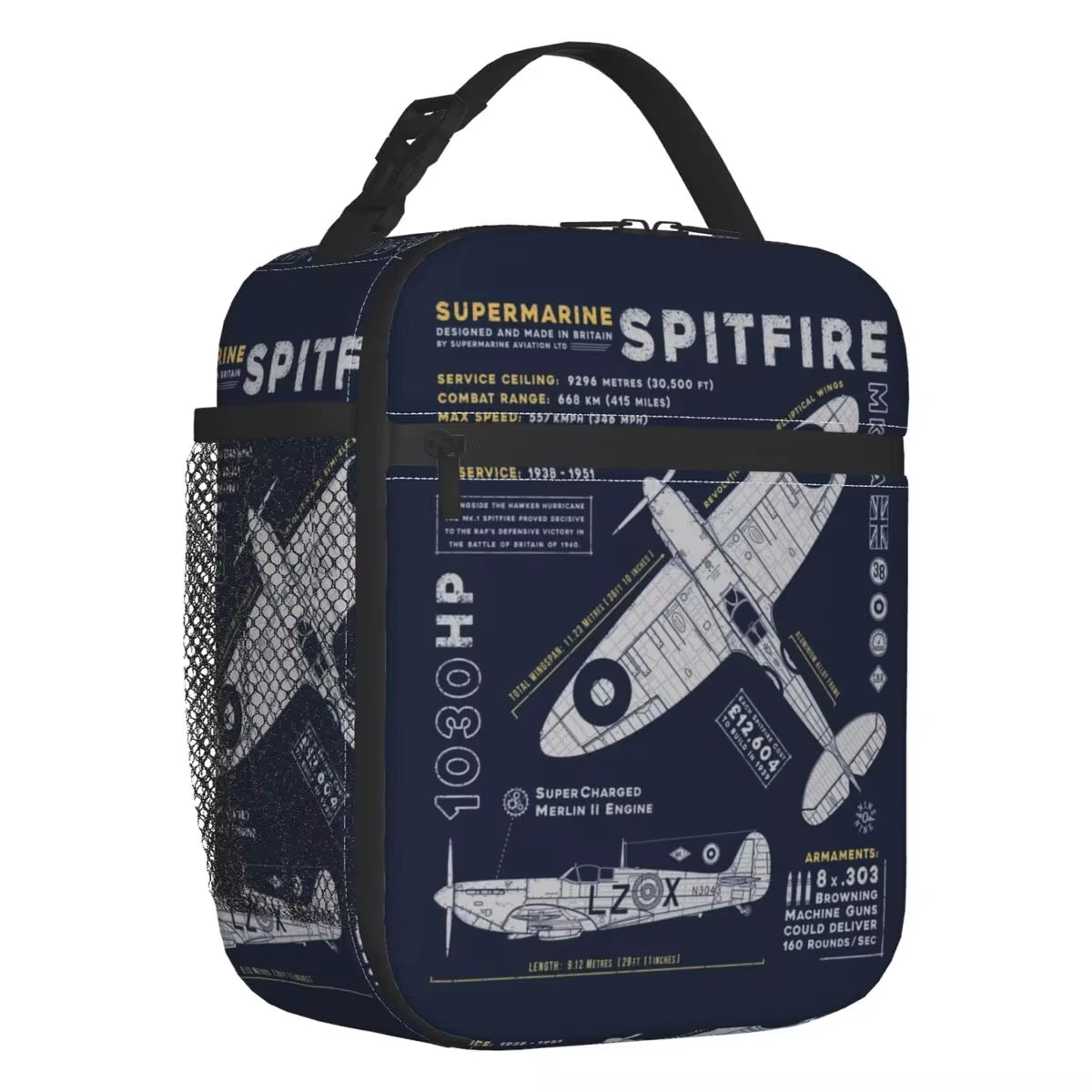 Supermarine Spitfire Insulated Lunch Bag Fighter Pilot Aircraft Airplane Plane Cooler Thermal Bento Box Kids School Children