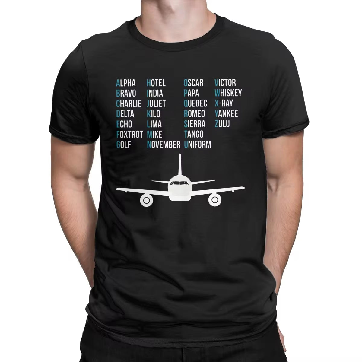 Phonetic Alphabet Airplane Pilot Gift T Shirt for Men Fun T-Shirt Aviation Lover Tee Shirt Short Sleeve Clothes 4XL 5XL 6XL