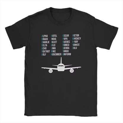 Phonetic Alphabet Airplane Pilot Gift T Shirt for Men Fun T-Shirt Aviation Lover Tee Shirt Short Sleeve Clothes 4XL 5XL 6XL