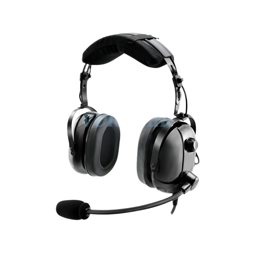 VOIONAIR Black Aviation Headset for Pilots Include Headset Bag, Noise Cancelling Mic, GA Dual Plug, MP3 Stereo Support