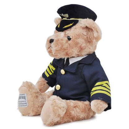 22CM Pilot Teddy Bear Plush Toy Captain Bear Flight Attendant Doll Birthday Gift Kids Toy Baby Doll for Plane Model Toy Scene