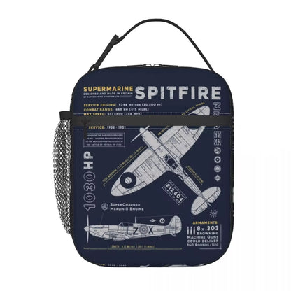 Supermarine Spitfire Insulated Lunch Bag Fighter Pilot Aircraft Airplane Plane Cooler Thermal Bento Box Kids School Children