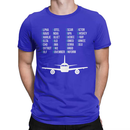 Phonetic Alphabet Airplane Pilot Gift T Shirt for Men Fun T-Shirt Aviation Lover Tee Shirt Short Sleeve Clothes 4XL 5XL 6XL