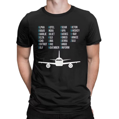 Phonetic Alphabet Airplane Pilot Gift T Shirt for Men Fun T-Shirt Aviation Lover Tee Shirt Short Sleeve Clothes 4XL 5XL 6XL