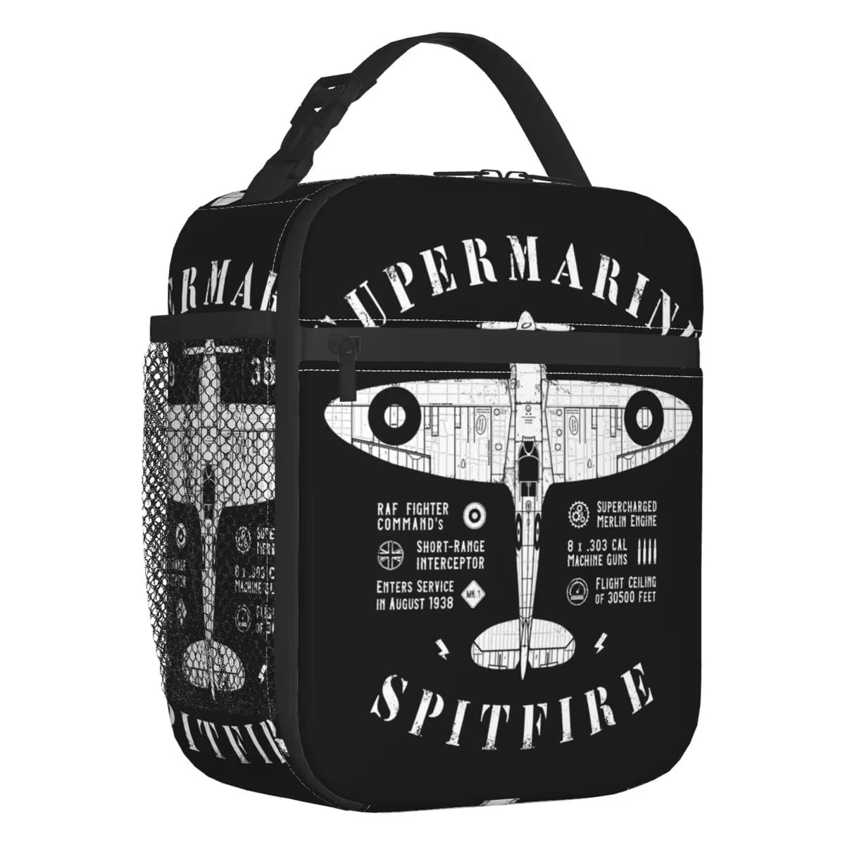 Supermarine Spitfire Insulated Lunch Bag Fighter Pilot Aircraft Airplane Plane Cooler Thermal Bento Box Kids School Children