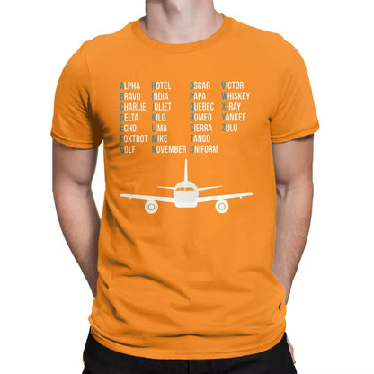 Phonetic Alphabet Airplane Pilot Gift T Shirt for Men Fun T-Shirt Aviation Lover Tee Shirt Short Sleeve Clothes 4XL 5XL 6XL