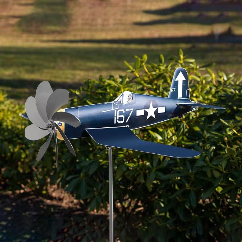 Aircraft Wind Vane Metal Stainless Steel Wind Vane Garden Ornament Patio Windmill Garden Patio Decorations Wind Detection