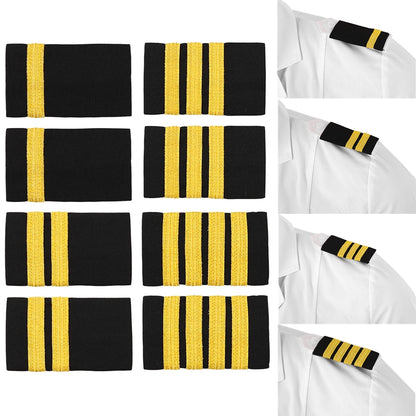 1 Pair Pilot Uniform Shoulder Epaulettes – Professional Bars, DIY Badges for Shirts & Garments