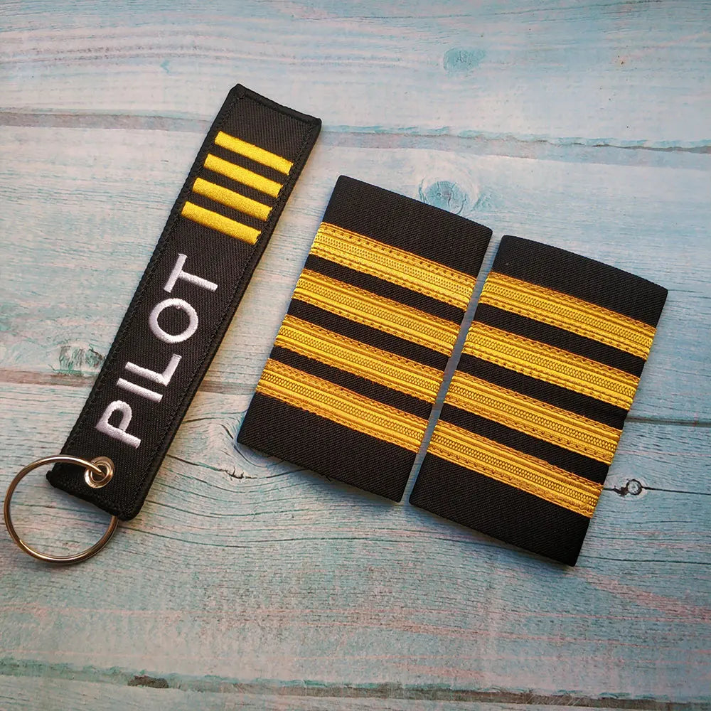 3 PCS Pilot Lanyard Keychains – Epaulet-Inspired Aviation Trinkets for Flight Crew, Airbus Keychain Gift Set