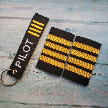 3 PCS Pilot Lanyard Keychains – Epaulet-Inspired Aviation Trinkets for Flight Crew, Airbus Keychain Gift Set