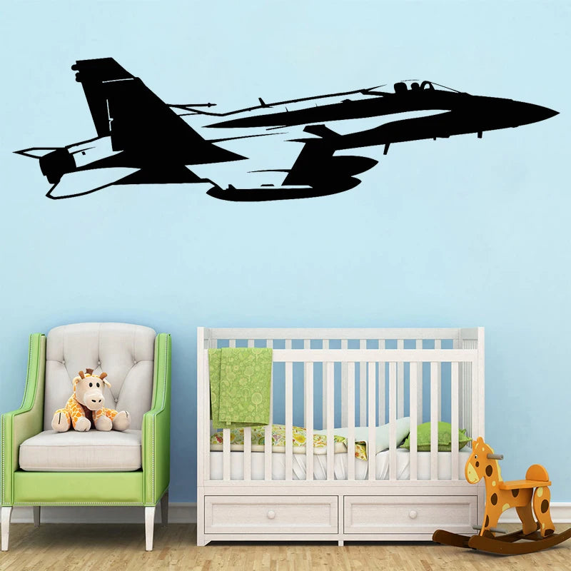 Aviation Plane Wall Sticker Jet Aircraft Vinyl Decal Fighter Boys Bedroom Decoration Air Force Kids Room Decor Removable Mural