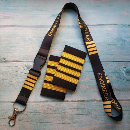 3 PCS Engineer Lanyard Keychains – Epaulet-Inspired Aviation Trinkets for Flight Crew, Airbus Keychain Gift Set