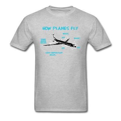 Print Engineer Mechanical How Plane Fly Mens T Shirts Aircraft Airplane Schematic Diagram Pattern Tshirt Father's Day Cotton