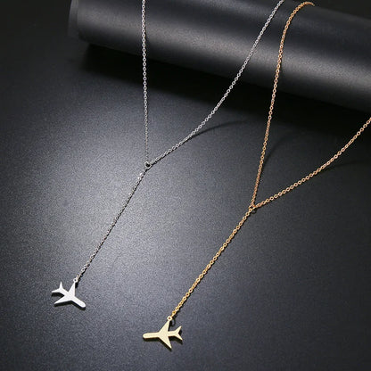 DOTIFI Stainless Steel Necklace For Women Plane Necklace Airplane Pendant Necklace Aircraft Chain Layered Tiny Dainty Jewelry