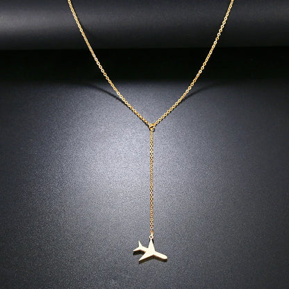 DOTIFI Stainless Steel Necklace For Women Plane Necklace Airplane Pendant Necklace Aircraft Chain Layered Tiny Dainty Jewelry