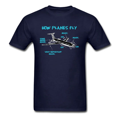 Print Engineer Mechanical How Plane Fly Mens T Shirts Aircraft Airplane Schematic Diagram Pattern Tshirt Father's Day Cotton