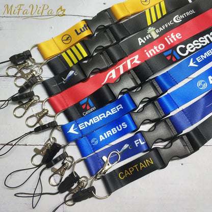 MiFaViPa - Cordones de poliéster para aviación, correa para el cuello de Boeing, llavero, llavero Boeing, llavero con cordón para tarjeta de identificación, regalo de piloto