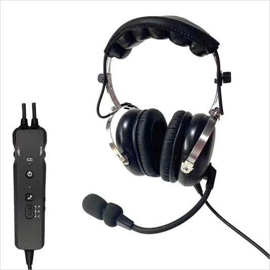 PILOTCHECK Headphone Pilot Headset Active Noice Reduce ( ANR ) with Comfortable Ear Pad MP3 Support GA Plugs