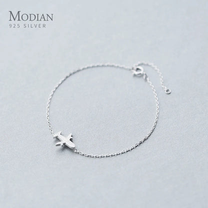 Modian Fashion Exquisite Aircraft Bracelet For Women 100% 925 Sterling Silver Simple Plain Cute Anniversary Party Jewelry Gift