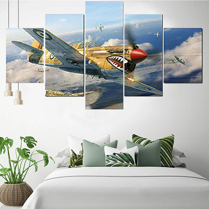 5-Piece Wall Art Canvas – Aircraft Landscape Poster for Modern Living Room and Bedroom Decor