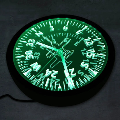 Aviation LED Wall Clock – Aircraft Gauges Cockpit Instrument Design with Luminous Lighting