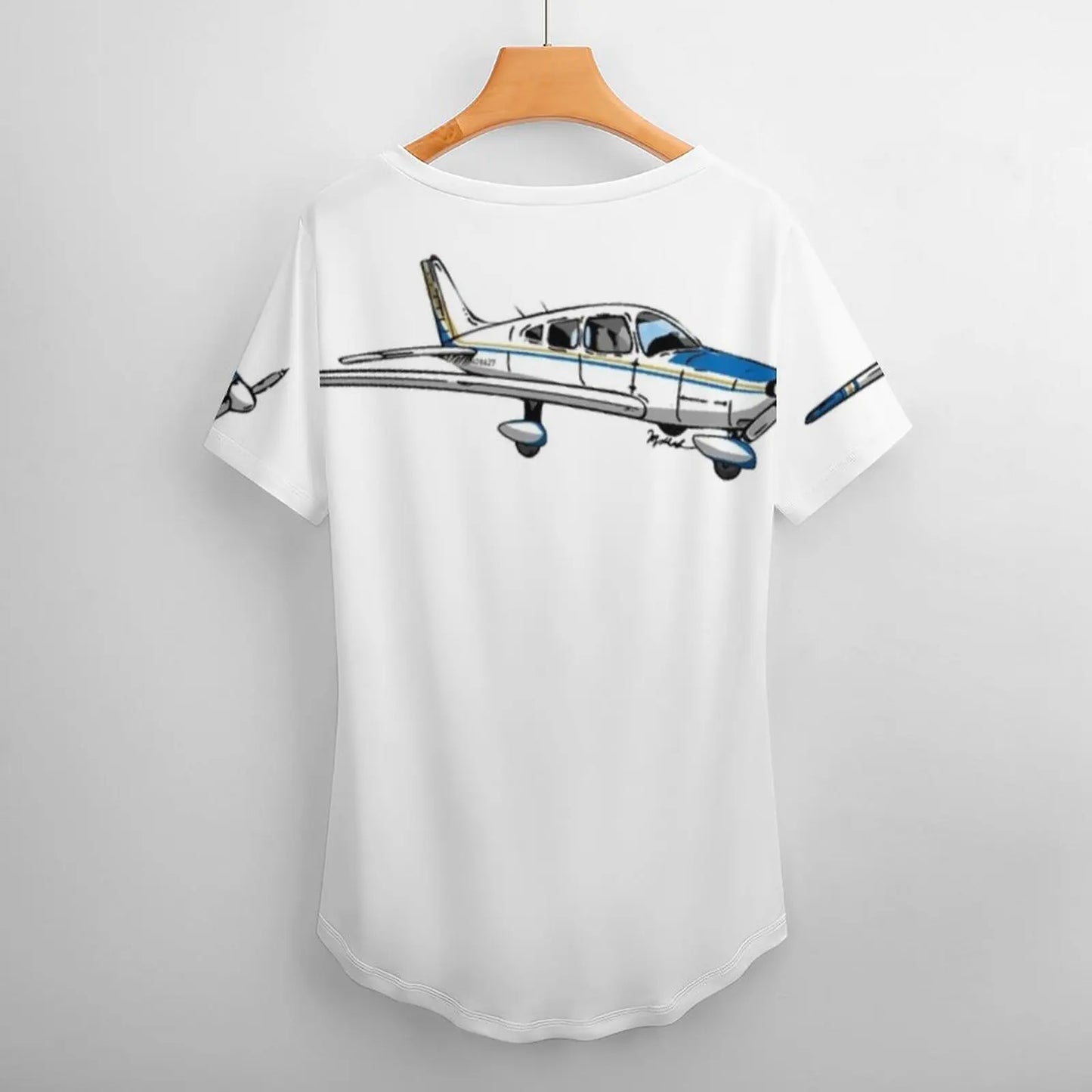 Piper Ii N28627 Camiseta de manga corta con volantes Camiseta con cuello en V sexy estampada para mujer Tops Cessna Bush Plane Cessna Bush Plane Stol