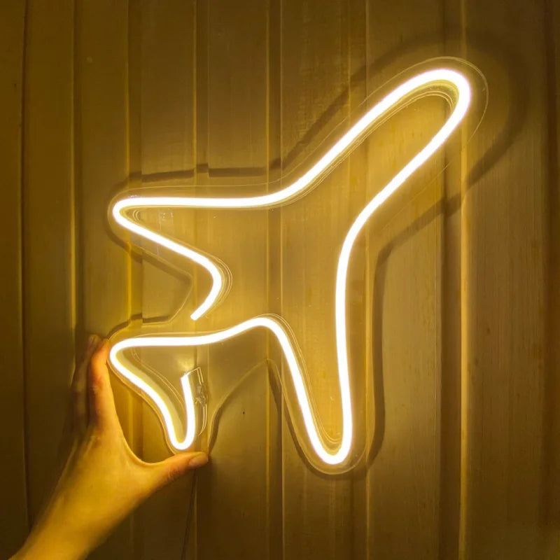 Décoration murale au néon à LED pour avion Décoration murale au néon pour chambre à coucher personnalisée Panneau d'avion au néon à LED pour surfeurs Décoration murale au néon pour veilleuse