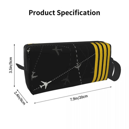 Bolsa de artículos de tocador con diseño de rayas para rutas de vuelo de aviones, organizador de maquillaje para pilotos de aviación, estuche para neceser de belleza para damas