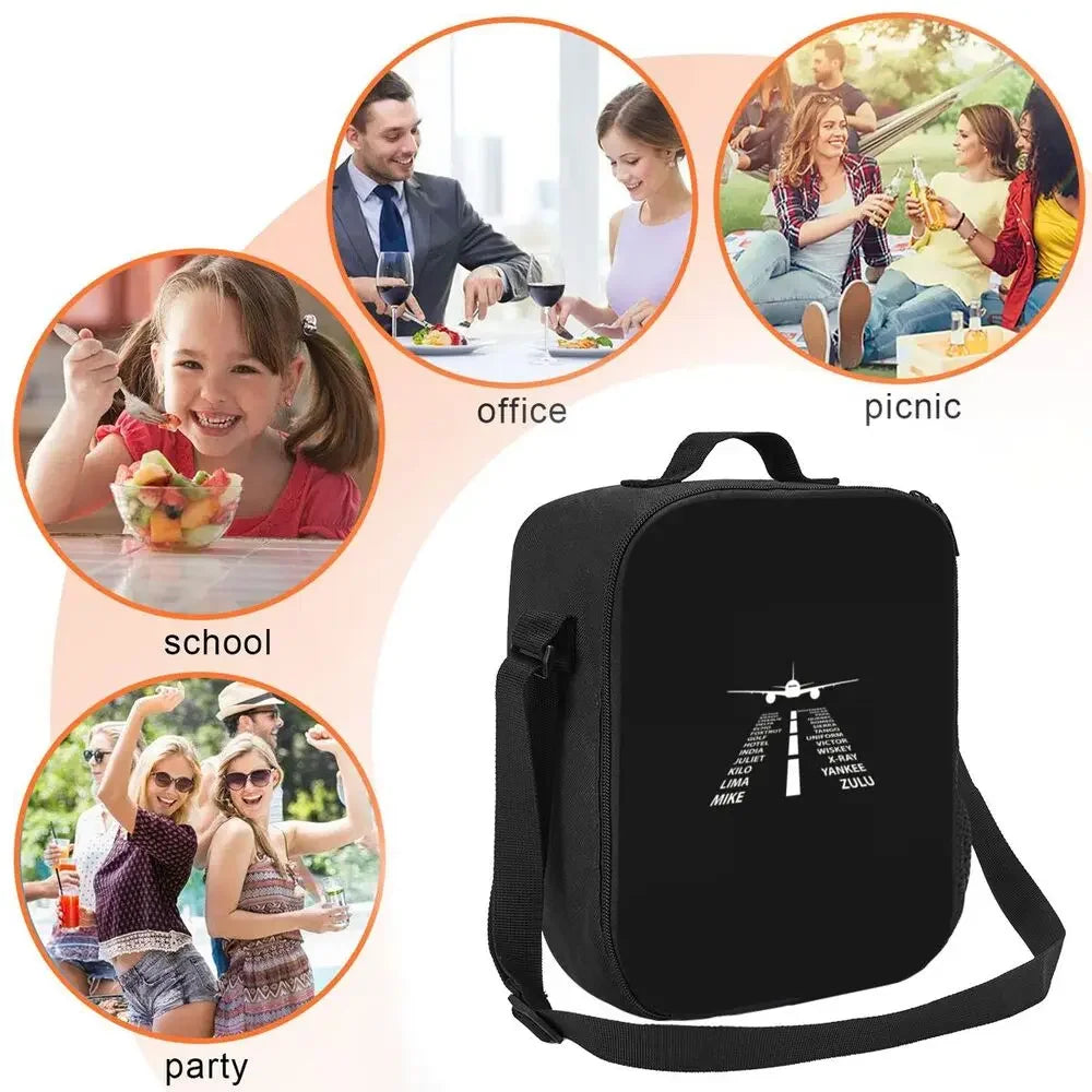 Bolsa de almuerzo personalizada Born To Fly Flight Pilot para hombres y mujeres, loncheras térmicas aislantes para niños y niños de la escuela