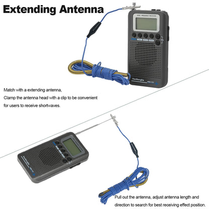 HRD-737 Portable Full Band Radio Aircraft Band Receiver FM/AM/SW/ CB/Air/VHF World Band with LCD Display Alarm Clock