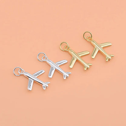 TrustDavis Real 925 Sterling Silver Fashion Plane Aircraft Charm Pendant Handmade DIY Accessories Fine Jewelry Wholesale HY134