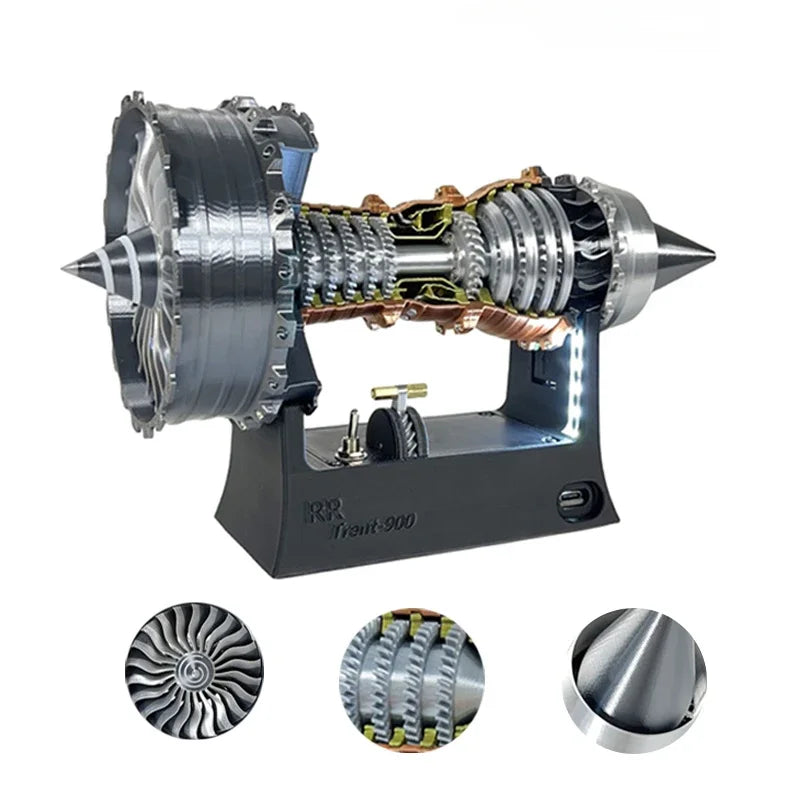 New 25cm TR 900 Turbofan Engine Model Aviation Aircraft Engine Power Turbine Super Cool Metal Small Toy Collectible Gift