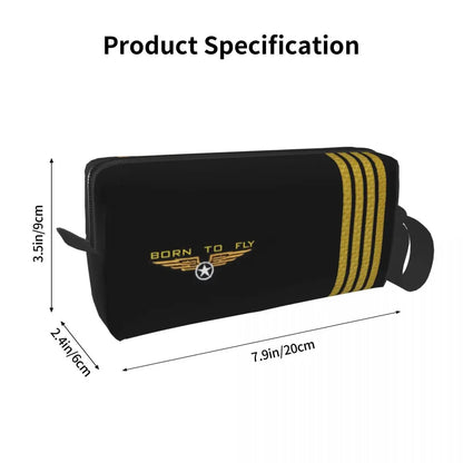 Custom Born To Fly Flight Pilot Travel Toiletry Bag Women Flying Aviation Aviator Cosmetic Makeup Bag Beauty Storage Dopp Kit