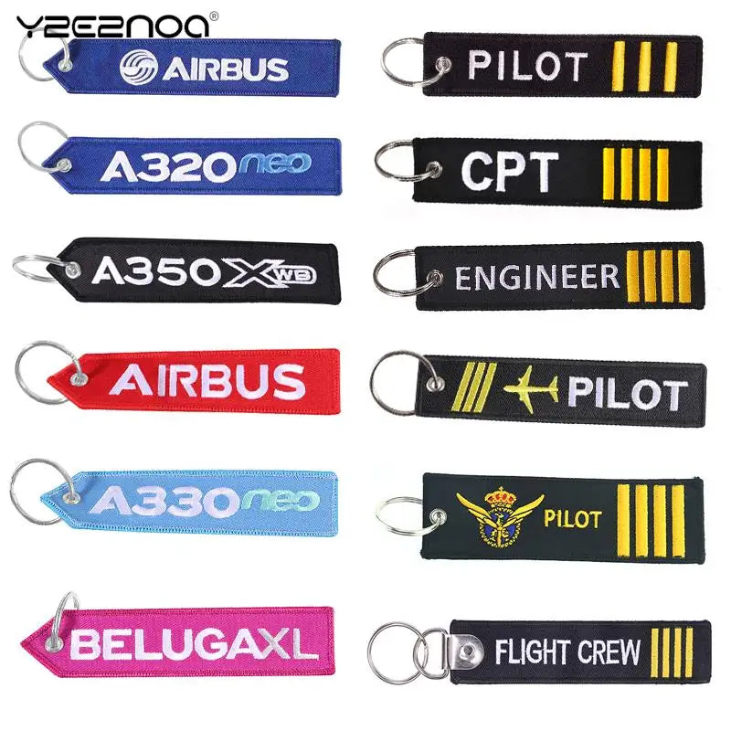 AIRBUS PILOT Embroidered Keychain – A320 Aviation Key Ring & Lanyard Strap for Bags and Zippers