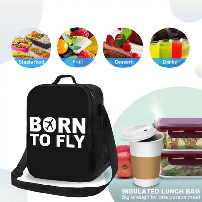 Bolsa de almuerzo personalizada Born To Fly Flight Pilot para hombres y mujeres, loncheras térmicas aislantes para niños y niños de la escuela