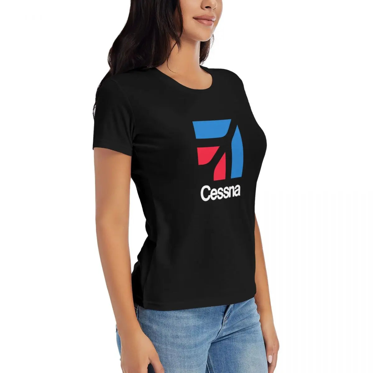 Camisetas con el logotipo de Cessna Camisetas de algodón para mujer Camisetas de manga corta con cuello redondo