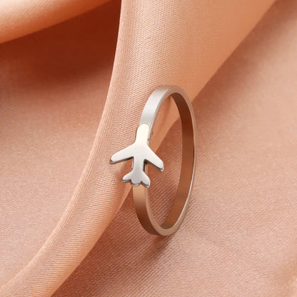 Skyrim Airplane Couple Rings for Lover Stainless Steel Casual Aircraft Plane Paired Rings Men Women 2024 Fashion Jewelry Gift