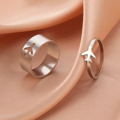 Skyrim Airplane Couple Rings for Lover Stainless Steel Casual Aircraft Plane Paired Rings Men Women 2024 Fashion Jewelry Gift