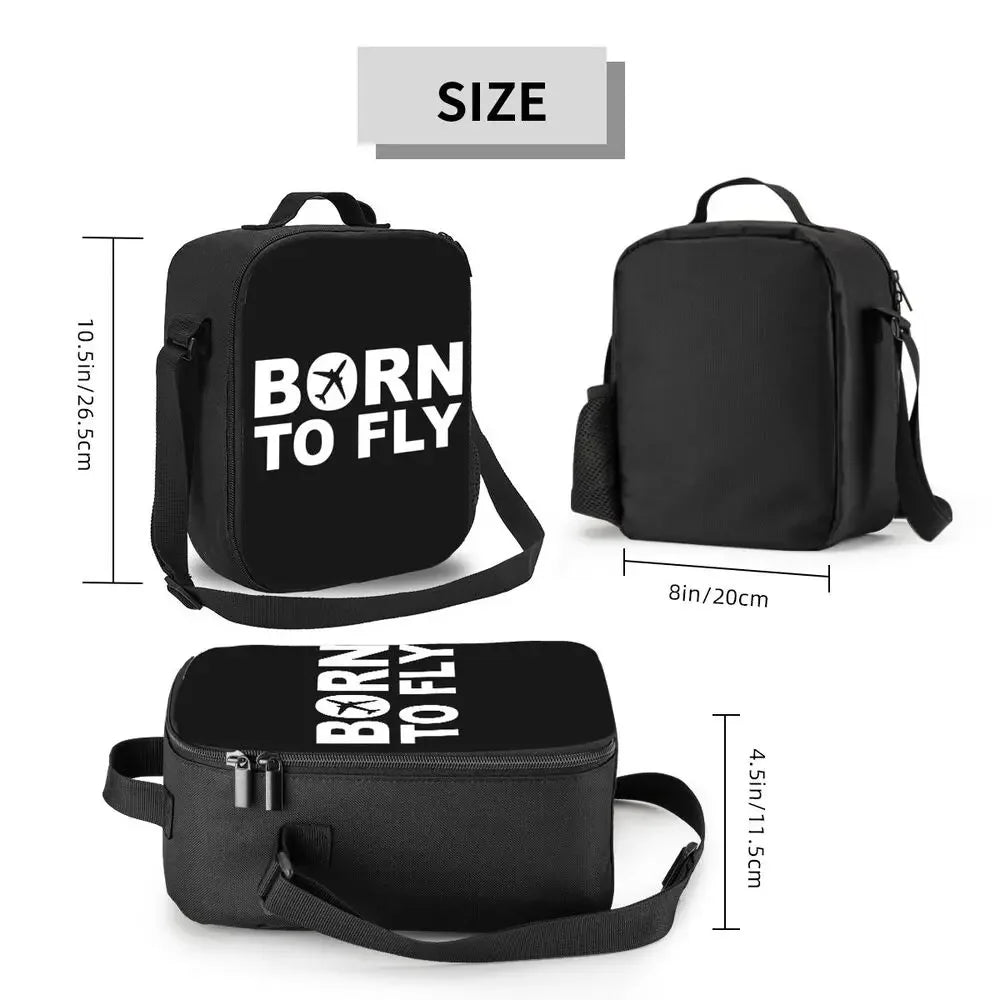 Bolsa de almuerzo personalizada Born To Fly Flight Pilot para hombres y mujeres, loncheras térmicas aislantes para niños y niños de la escuela