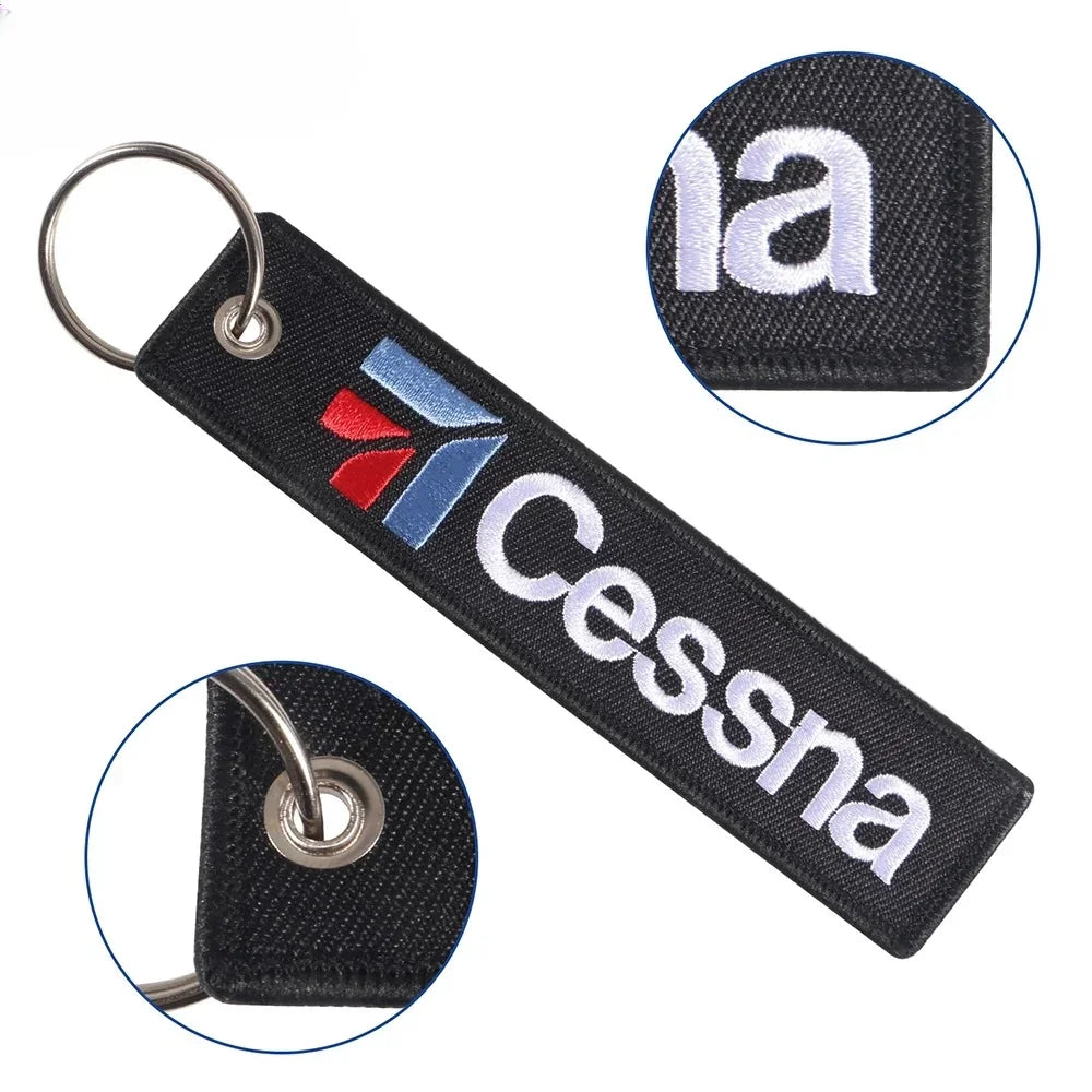 Cessna Keychains Embroidery Jewelry Key Tag Label Fashion Keyrings Remove Before Flight Pilot Key Chain for Aviation Gifts