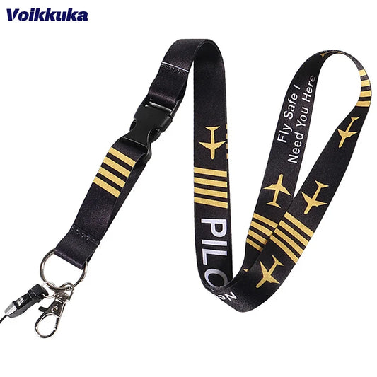 Voikukka Jewelry PILOT Aircraft Logo Letters Printed Multi-function Keychain Lanyard Pendant Neck Rope Gifts Wholesale