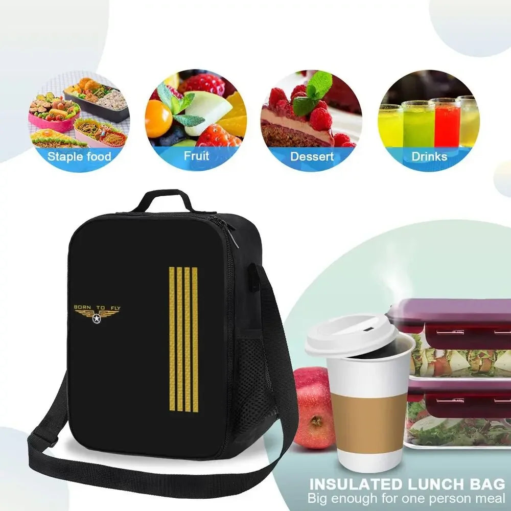 Bolsa de almuerzo personalizada Born To Fly Flight Pilot para hombres y mujeres, loncheras térmicas aislantes para niños y niños de la escuela