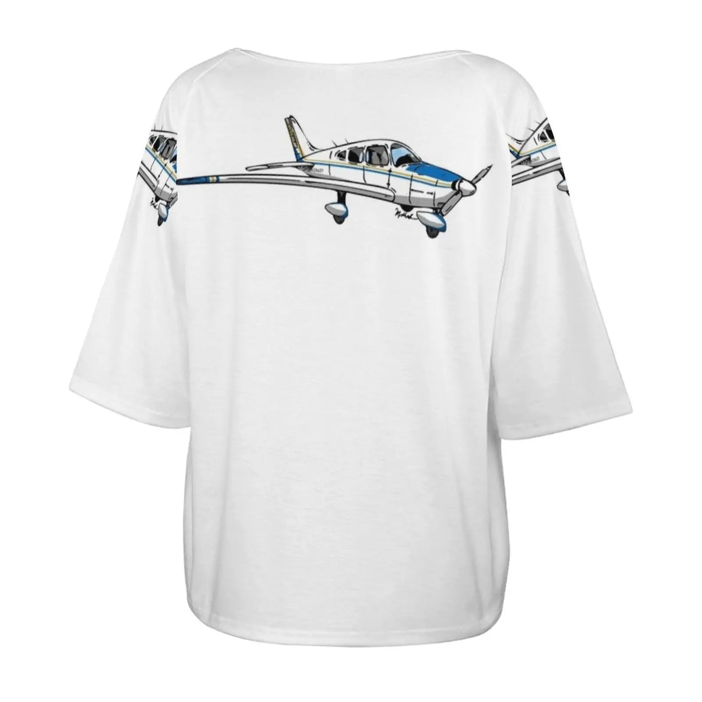 Piper Ii N28627 Camiseta de manga corta con volantes Camiseta con cuello en V sexy estampada para mujer Tops Cessna Bush Plane Cessna Bush Plane Stol