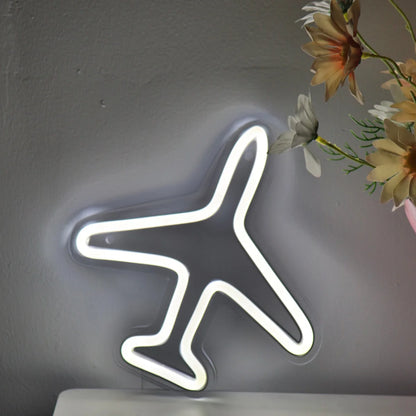 USB-Powered LED Neon Airplane Sign – 5V Wall Light for Room, Party, or Studio Decor (7.68'' x 7.28'')