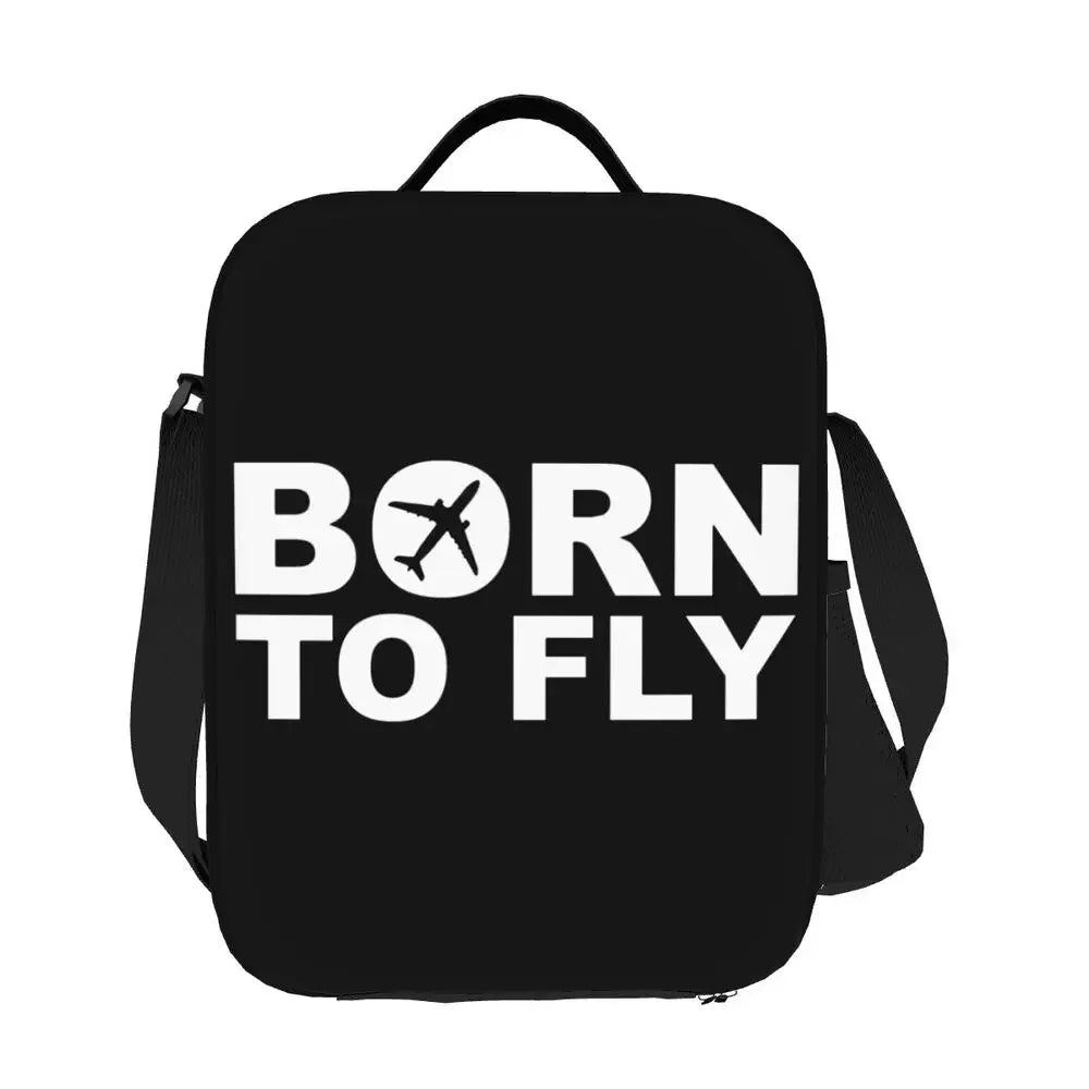 Bolsa de almuerzo personalizada Born To Fly Flight Pilot para hombres y mujeres, loncheras térmicas aislantes para niños y niños de la escuela