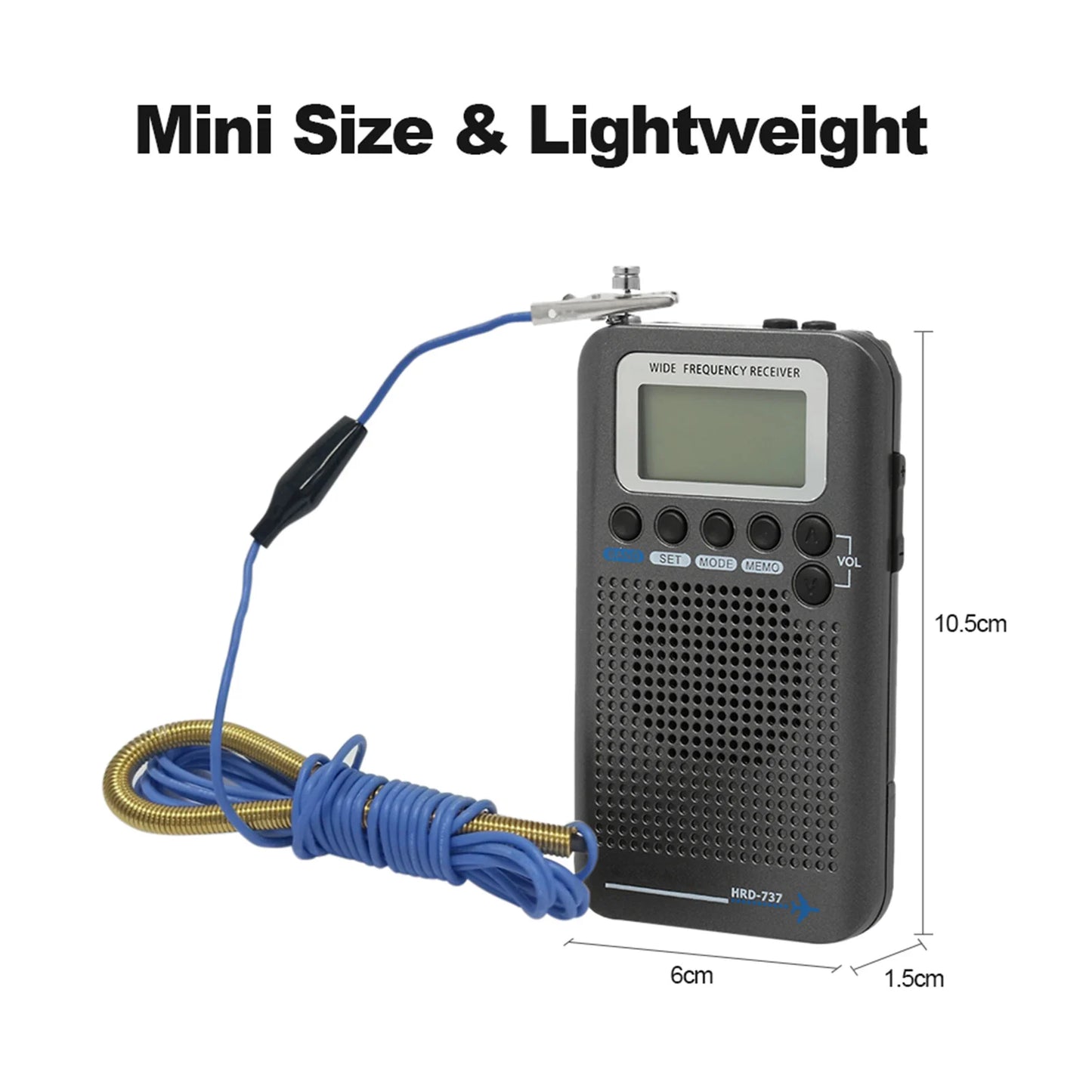 HRD-737 Portable Full Band Radio Aircraft Band Receiver FM/AM/SW/ CB/Air/VHF World Band with LCD Display Alarm Clock