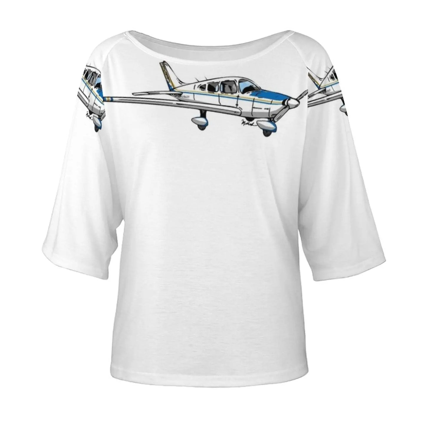 Piper Ii N28627 Camiseta de manga corta con volantes Camiseta con cuello en V sexy estampada para mujer Tops Cessna Bush Plane Cessna Bush Plane Stol