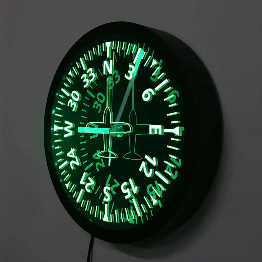 Aviation LED Wall Clock – Aircraft Gauges Cockpit Instrument Design with Luminous Lighting